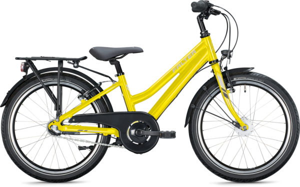ATB-cykel fra falter til børn i farven gul med hvid skrift