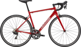 Rød Racer cykel fra Cannondale set fra siden