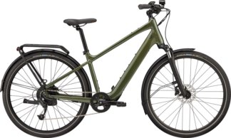 El-cykel fra Cannondale i en grøn farve.