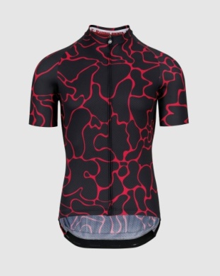 Assos cykeltrøje i rød og sort mønster