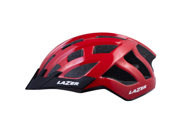 Cykel hjelm fra Lazer Model Compact i farven rød, set fra siden