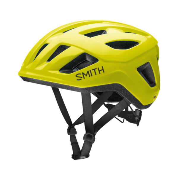 Cykelhjelm fra smith model signal MIPS i farve Neon gul - Set fra siden