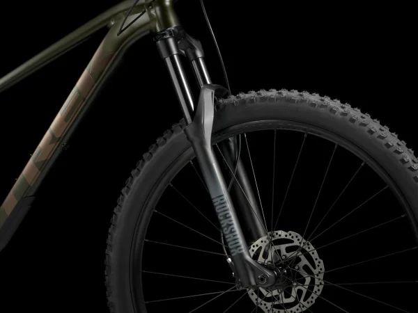 MTB-cykel fra Trek model Roscoe 7 i farven Satin Black Olive - Cyklens forgaffel