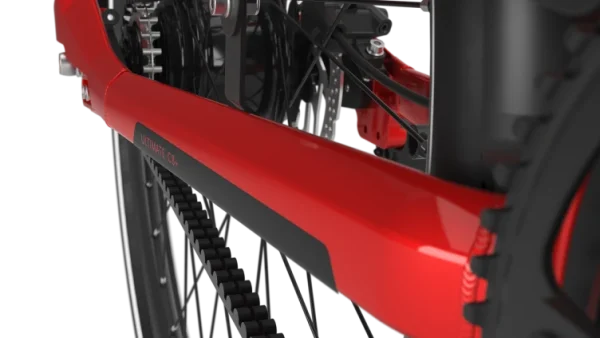 Elcykel fra Gazelle model Ultimate C8+ HMB i farven rød - bagenden af stellet