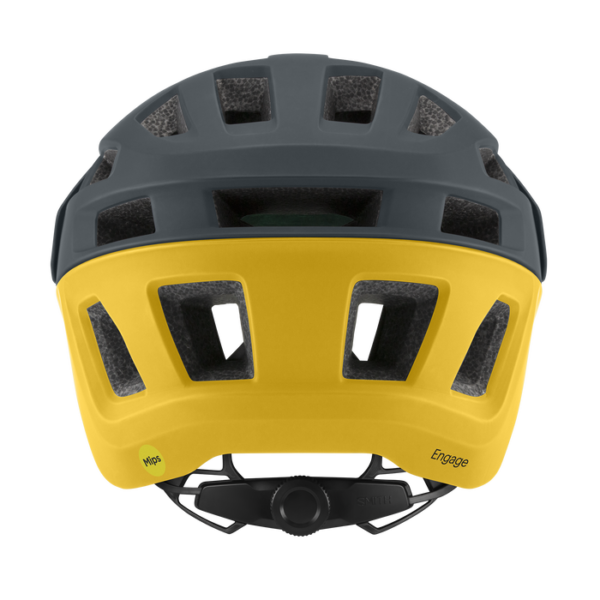 Cykelhjelm fra Smith model Engage Mips i farve grå/gul - set bagfra