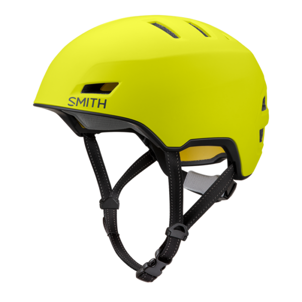 Cykelhjelm fra smith model Express MIPS i farven Neon Gul- set fra siden